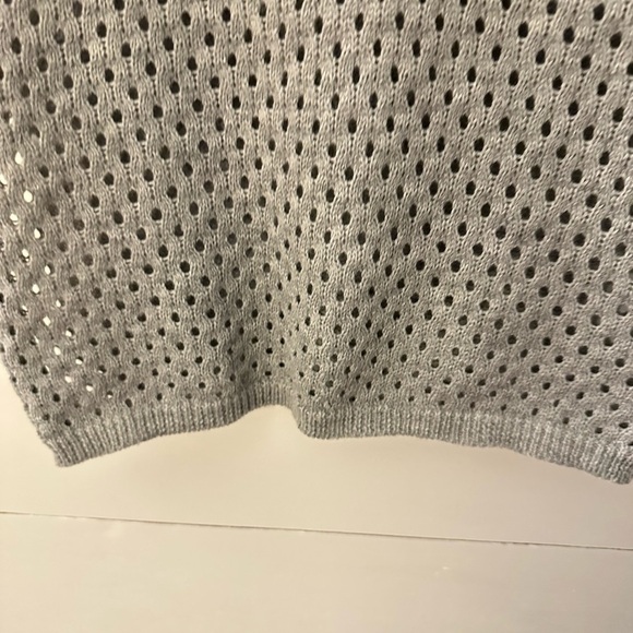 Y2K VINTAGE LIZETTE COLLECTION scallop collar crop grey woman acrylic sweater L - Picture 6 of 12